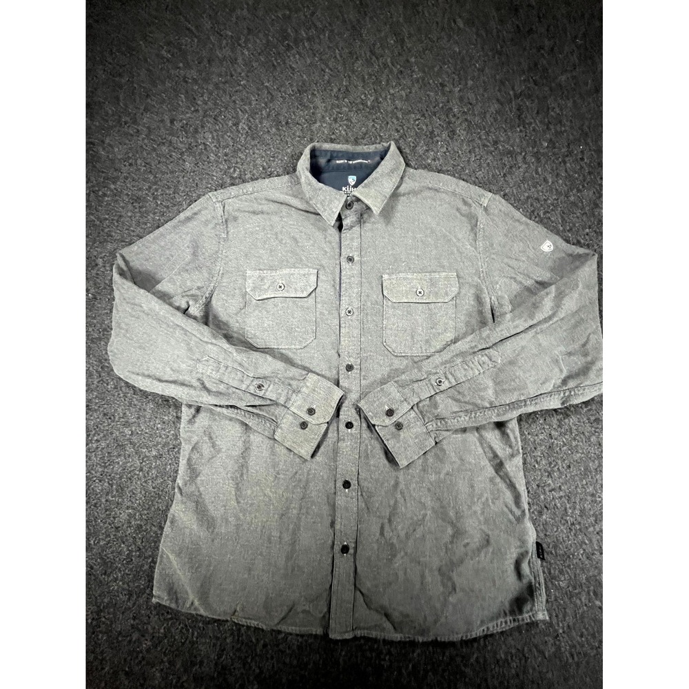 Kuhl Descendr Flannel Shirt Mens Large Gray Long Sleeve Button Up Streetwear